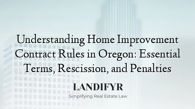 Understanding Home Improvement Contract Rules in Oregon: Essential Terms, Rescission, and Penalties