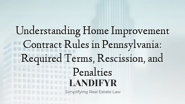 Understanding Home Improvement Contract Rules in Pennsylvania: Required Terms, Rescission, and Penalties