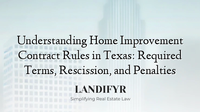 Understanding Home Improvement Contract Rules in Texas: Required Terms, Rescission, and Penalties