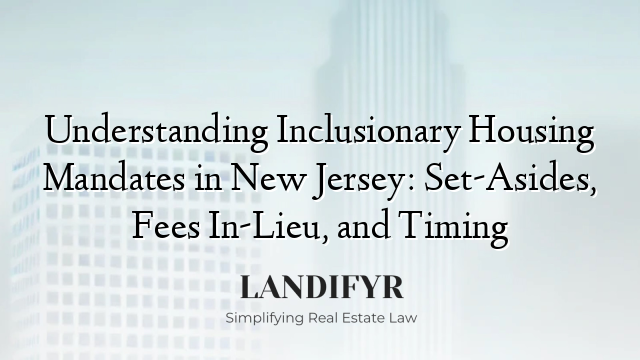 Understanding Inclusionary Housing Mandates in New Jersey: Set-Asides, Fees In-Lieu, and Timing