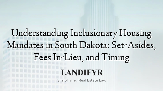 Understanding Inclusionary Housing Mandates in South Dakota: Set-Asides, Fees In-Lieu, and Timing