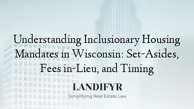 Understanding Inclusionary Housing Mandates in Wisconsin: Set-Asides, Fees in-Lieu, and Timing