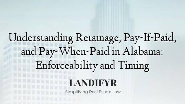 Understanding Retainage, Pay-If-Paid, and Pay-When-Paid in Alabama: Enforceability and Timing