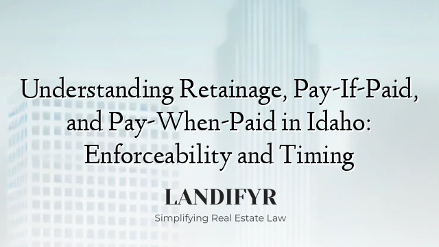 Understanding Retainage, Pay-If-Paid, and Pay-When-Paid in Idaho: Enforceability and Timing