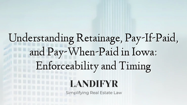 Understanding Retainage, Pay-If-Paid, and Pay-When-Paid in Iowa: Enforceability and Timing