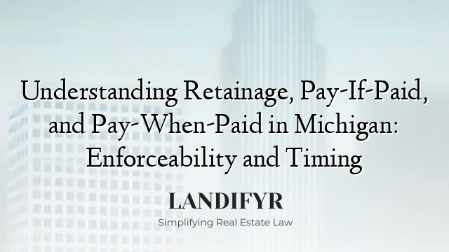 Understanding Retainage, Pay-If-Paid, and Pay-When-Paid in Michigan: Enforceability and Timing