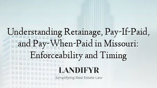 Understanding Retainage, Pay-If-Paid, and Pay-When-Paid in Missouri: Enforceability and Timing
