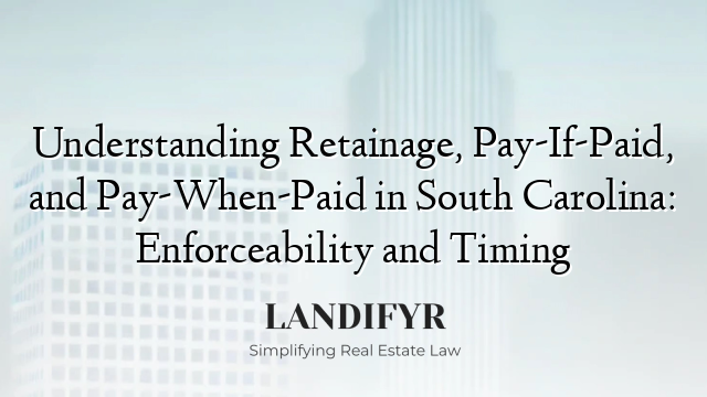 Understanding Retainage, Pay-If-Paid, and Pay-When-Paid in South Carolina: Enforceability and Timing