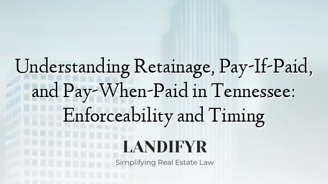 Understanding Retainage, Pay-If-Paid, and Pay-When-Paid in Tennessee: Enforceability and Timing