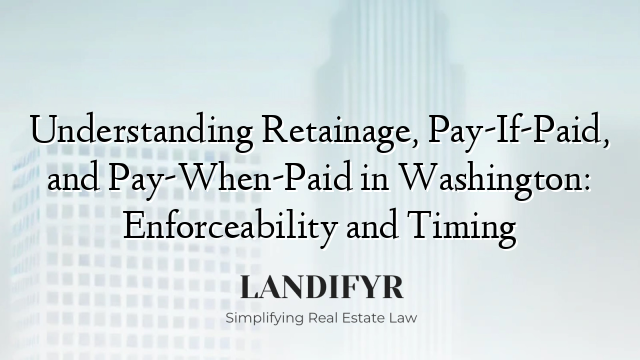 Understanding Retainage, Pay-If-Paid, and Pay-When-Paid in Washington: Enforceability and Timing