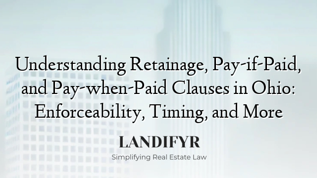 Understanding Retainage, Pay-if-Paid, and Pay-when-Paid Clauses in Ohio: Enforceability, Timing, and More