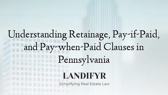 Understanding Retainage, Pay-if-Paid, and Pay-when-Paid Clauses in Pennsylvania