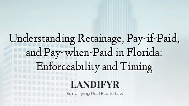 Understanding Retainage, Pay-if-Paid, and Pay-when-Paid in Florida: Enforceability and Timing