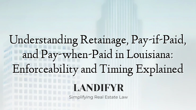 Understanding Retainage, Pay-if-Paid, and Pay-when-Paid in Louisiana: Enforceability and Timing Explained