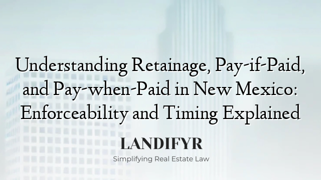 Understanding Retainage, Pay-if-Paid, and Pay-when-Paid in New Mexico: Enforceability and Timing Explained