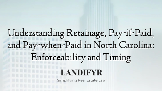 Understanding Retainage, Pay-if-Paid, and Pay-when-Paid in North Carolina: Enforceability and Timing