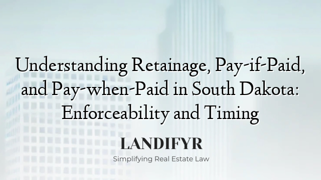 Understanding Retainage, Pay-if-Paid, and Pay-when-Paid in South Dakota: Enforceability and Timing