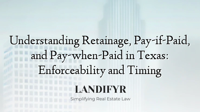 Understanding Retainage, Pay-if-Paid, and Pay-when-Paid in Texas: Enforceability and Timing
