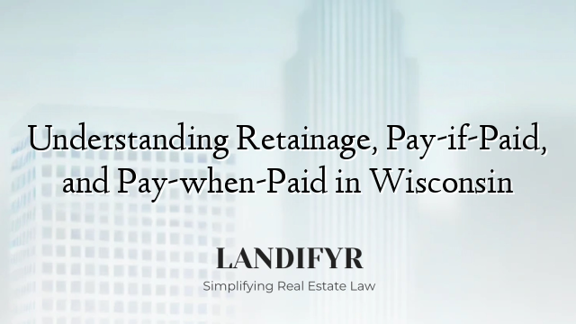 Understanding Retainage, Pay-if-Paid, and Pay-when-Paid in Wisconsin