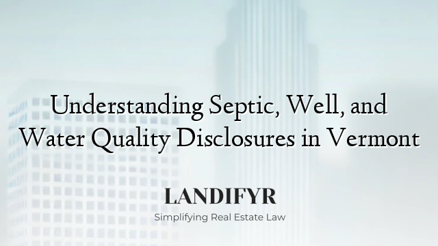 Understanding Septic, Well, and Water Quality Disclosures in Vermont