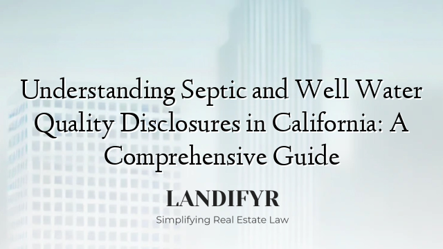 Understanding Septic and Well Water Quality Disclosures in California: A Comprehensive Guide