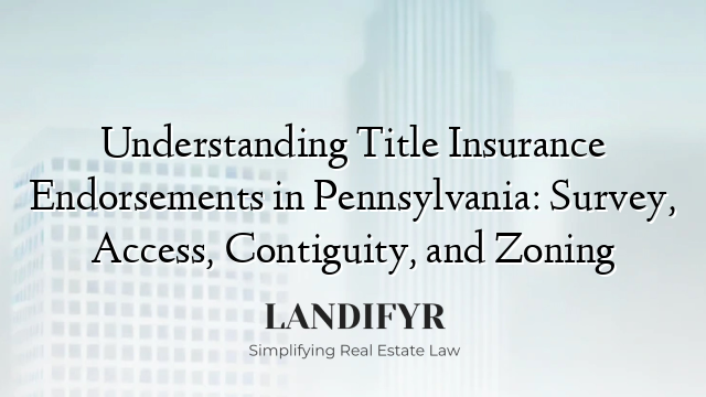Understanding Title Insurance Endorsements in Pennsylvania: Survey, Access, Contiguity, and Zoning
