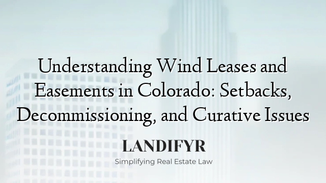 Understanding Wind Leases and Easements in Colorado: Setbacks, Decommissioning, and Curative Issues