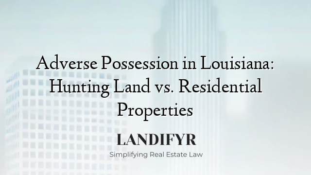 Adverse Possession in Louisiana: Hunting Land vs. Residential Properties