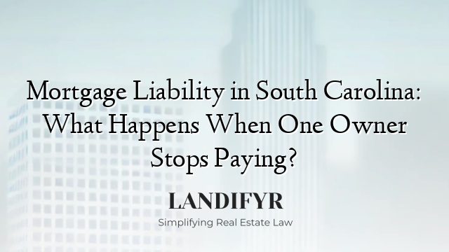 Mortgage Liability in South Carolina: What Happens When One Owner Stops Paying?