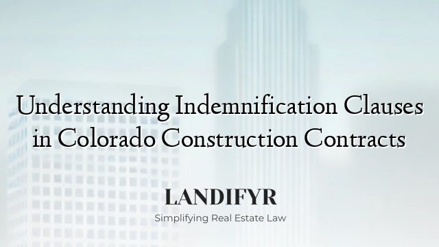 Understanding Indemnification Clauses in Colorado Construction Contracts