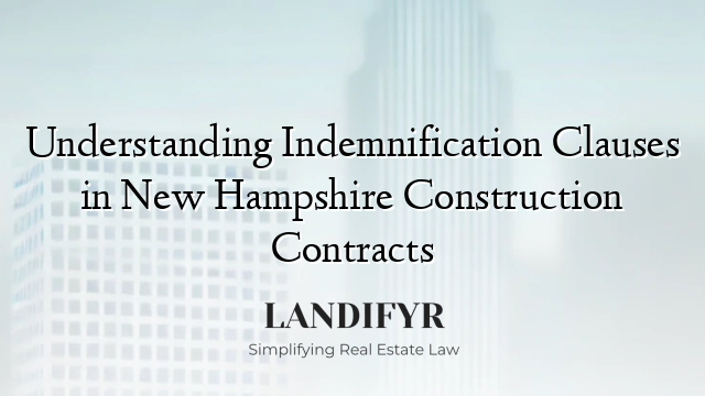 Understanding Indemnification Clauses in New Hampshire Construction Contracts