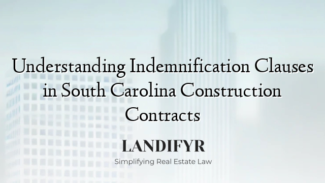 Understanding Indemnification Clauses in South Carolina Construction Contracts