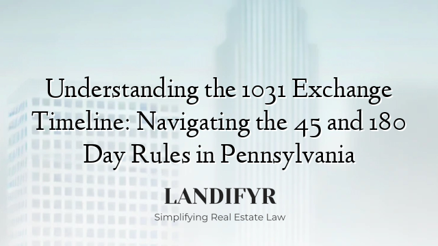 Understanding the 1031 Exchange Timeline: Navigating the 45 and 180 Day Rules in Pennsylvania