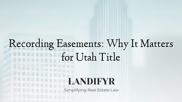 Recording Easements: Why It Matters for Utah Title