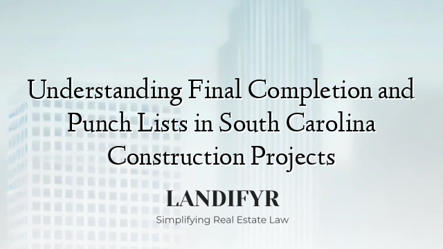 Understanding Final Completion and Punch Lists in South Carolina Construction Projects