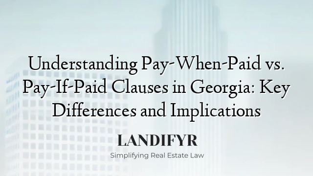 Understanding Pay-When-Paid vs. Pay-If-Paid Clauses in Georgia: Key Differences and Implications