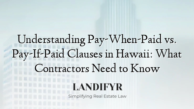 Understanding Pay-When-Paid vs. Pay-If-Paid Clauses in Hawaii: What Contractors Need to Know