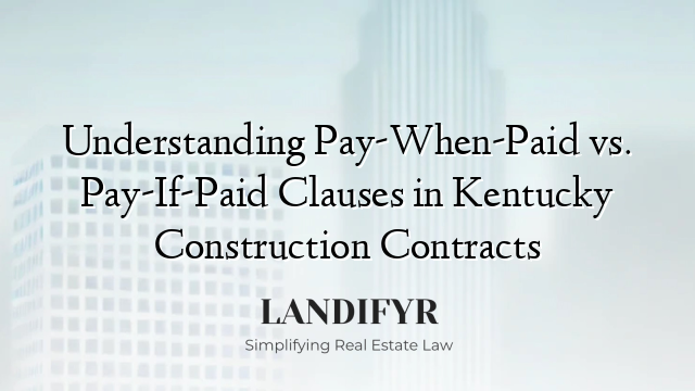Understanding Pay-When-Paid vs. Pay-If-Paid Clauses in Kentucky Construction Contracts