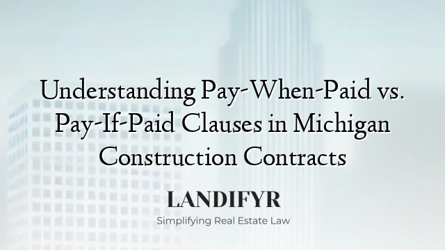 Understanding Pay-When-Paid vs. Pay-If-Paid Clauses in Michigan Construction Contracts