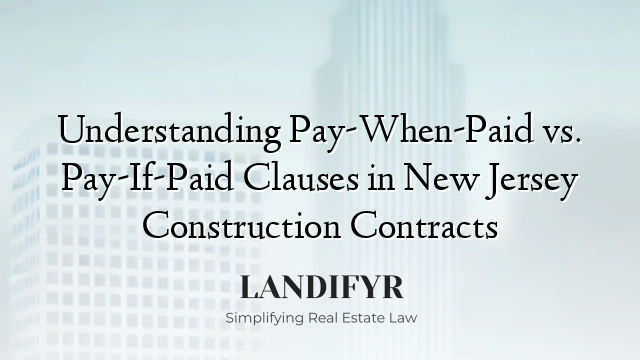 Understanding Pay-When-Paid vs. Pay-If-Paid Clauses in New Jersey Construction Contracts