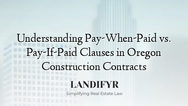 Understanding Pay-When-Paid vs. Pay-If-Paid Clauses in Oregon Construction Contracts