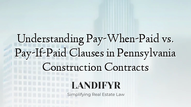 Understanding Pay-When-Paid vs. Pay-If-Paid Clauses in Pennsylvania Construction Contracts