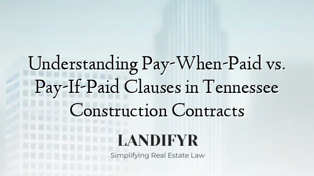 Understanding Pay-When-Paid vs. Pay-If-Paid Clauses in Tennessee Construction Contracts