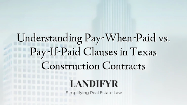 Understanding Pay-When-Paid vs. Pay-If-Paid Clauses in Texas Construction Contracts