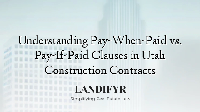 Understanding Pay-When-Paid vs. Pay-If-Paid Clauses in Utah Construction Contracts