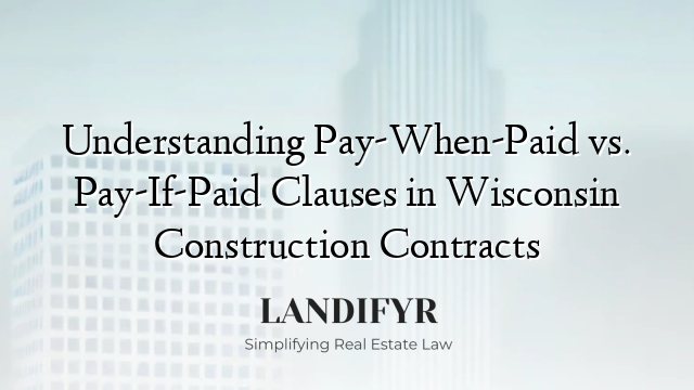 Understanding Pay-When-Paid vs. Pay-If-Paid Clauses in Wisconsin Construction Contracts