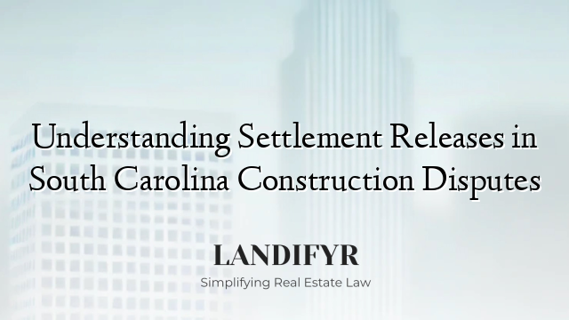 Understanding Settlement Releases in South Carolina Construction Disputes