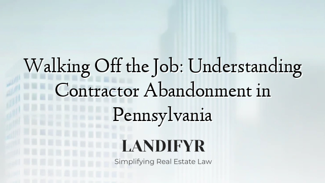 Walking Off the Job: Understanding Contractor Abandonment in Pennsylvania