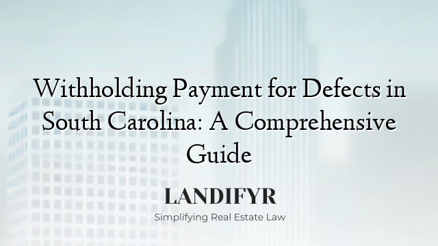 Withholding Payment for Defects in South Carolina: A Comprehensive Guide