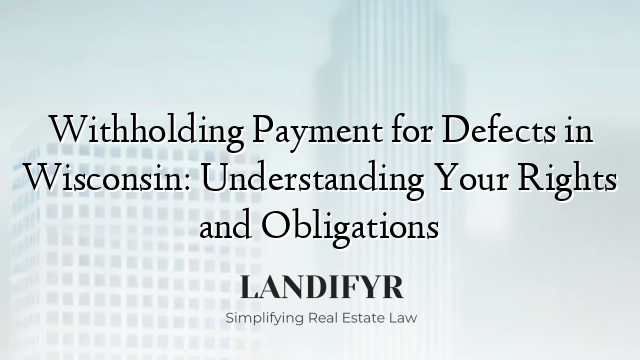 Withholding Payment for Defects in Wisconsin: Understanding Your Rights and Obligations